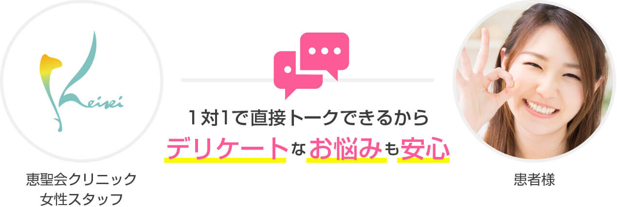 1対1のトークでデリケートなお悩みも安心