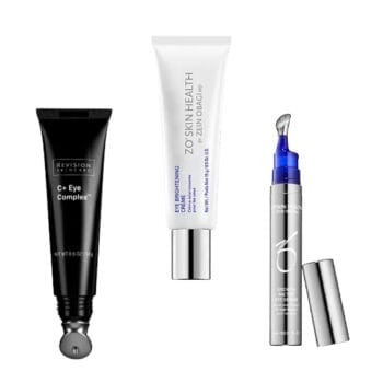 恵聖会クリニックで取り扱っているアイクリーム3つ（リビジョンスキンケア C+アイコンプレックス（C+ Eye Complex）・ゼオスキン Gファクターアイセラム・ゼオスキン ハイドラファーム）のイメージ