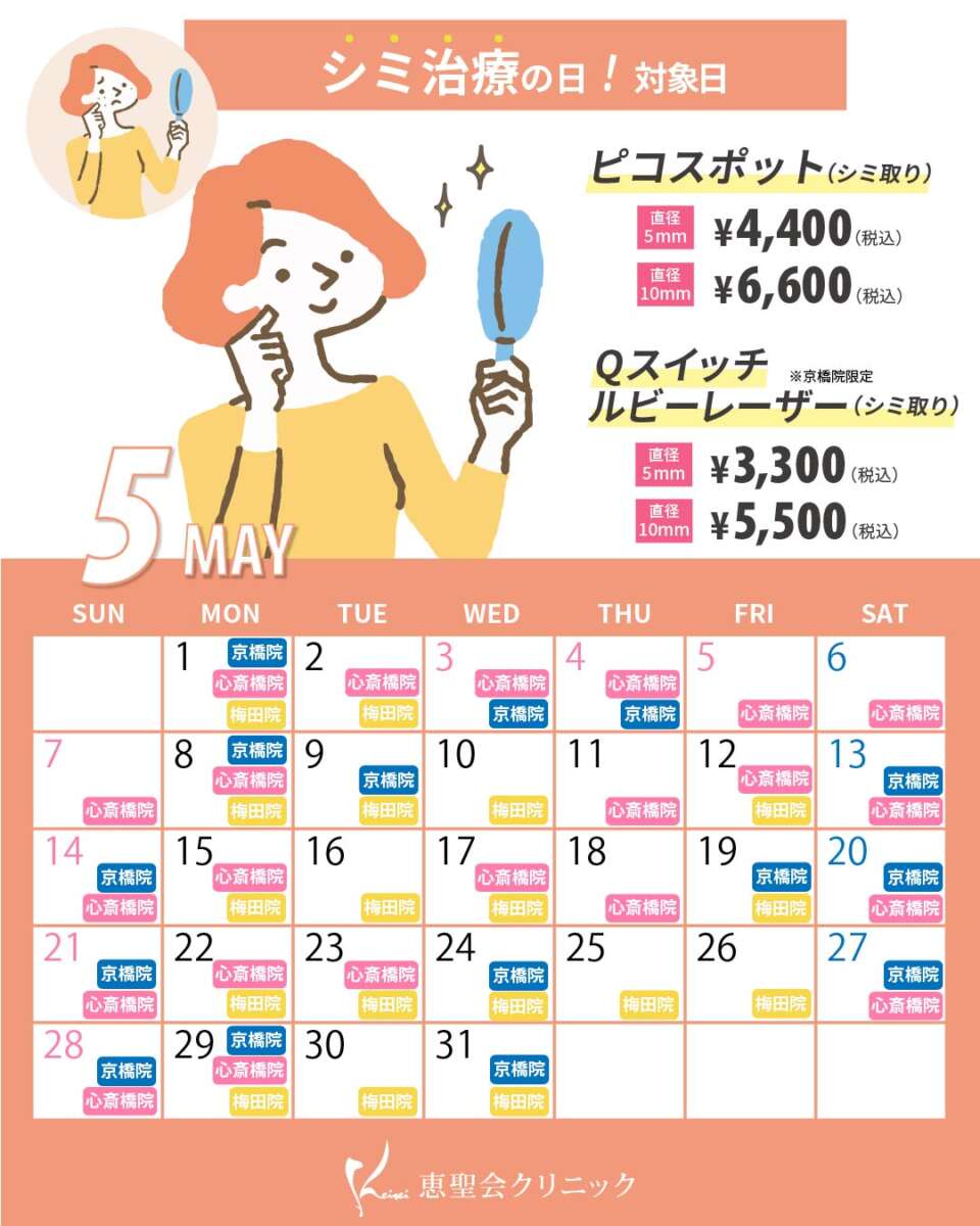 5月シミ治療の日対象日