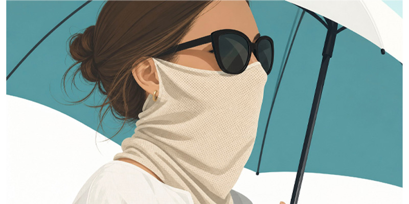 紫外線対策を徹底する女性のイラスト
