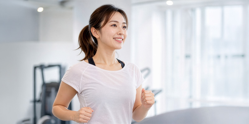 有酸素運動で体脂肪の減少を目指す女性