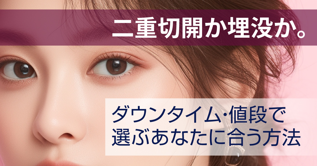 二重切開法と埋没法の違いを比較するイメージ