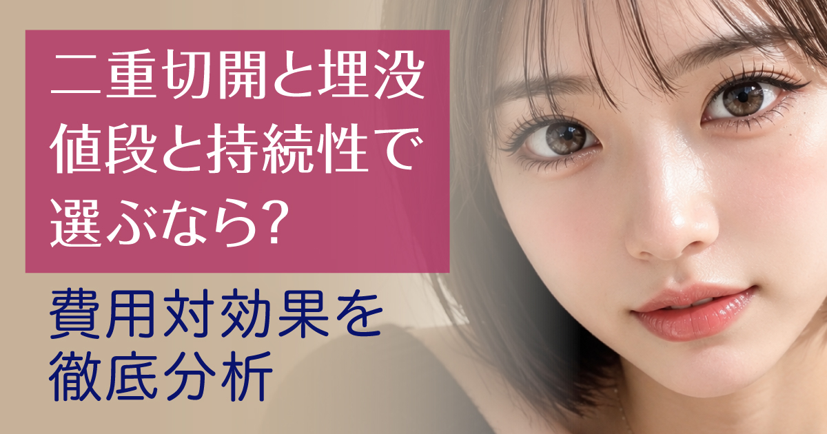二重切開法と埋没法の値段と持続性を比較するイメージ