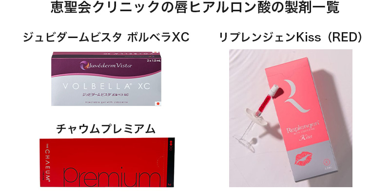 恵聖会クリニックの唇ヒアルロン酸で使用する製剤
