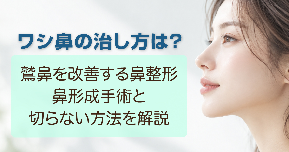 ワシ鼻の治し方や鷲鼻整形について解説するイメージ
