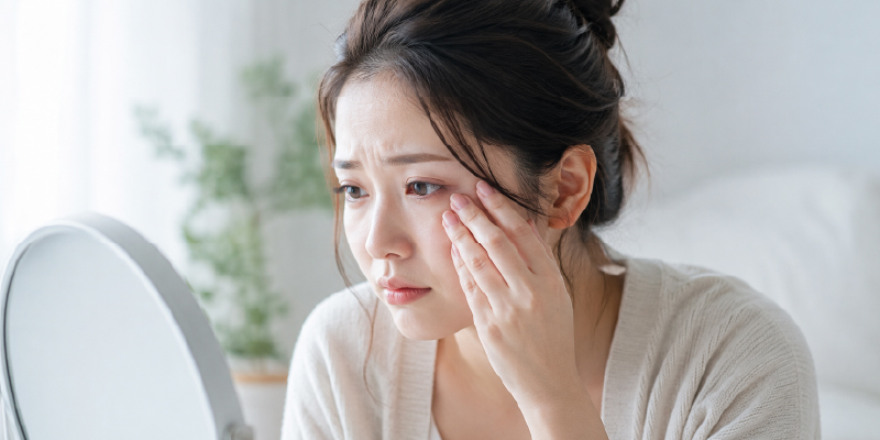 埋没法の施術後に二重幅が広く感じる女性のイメージ