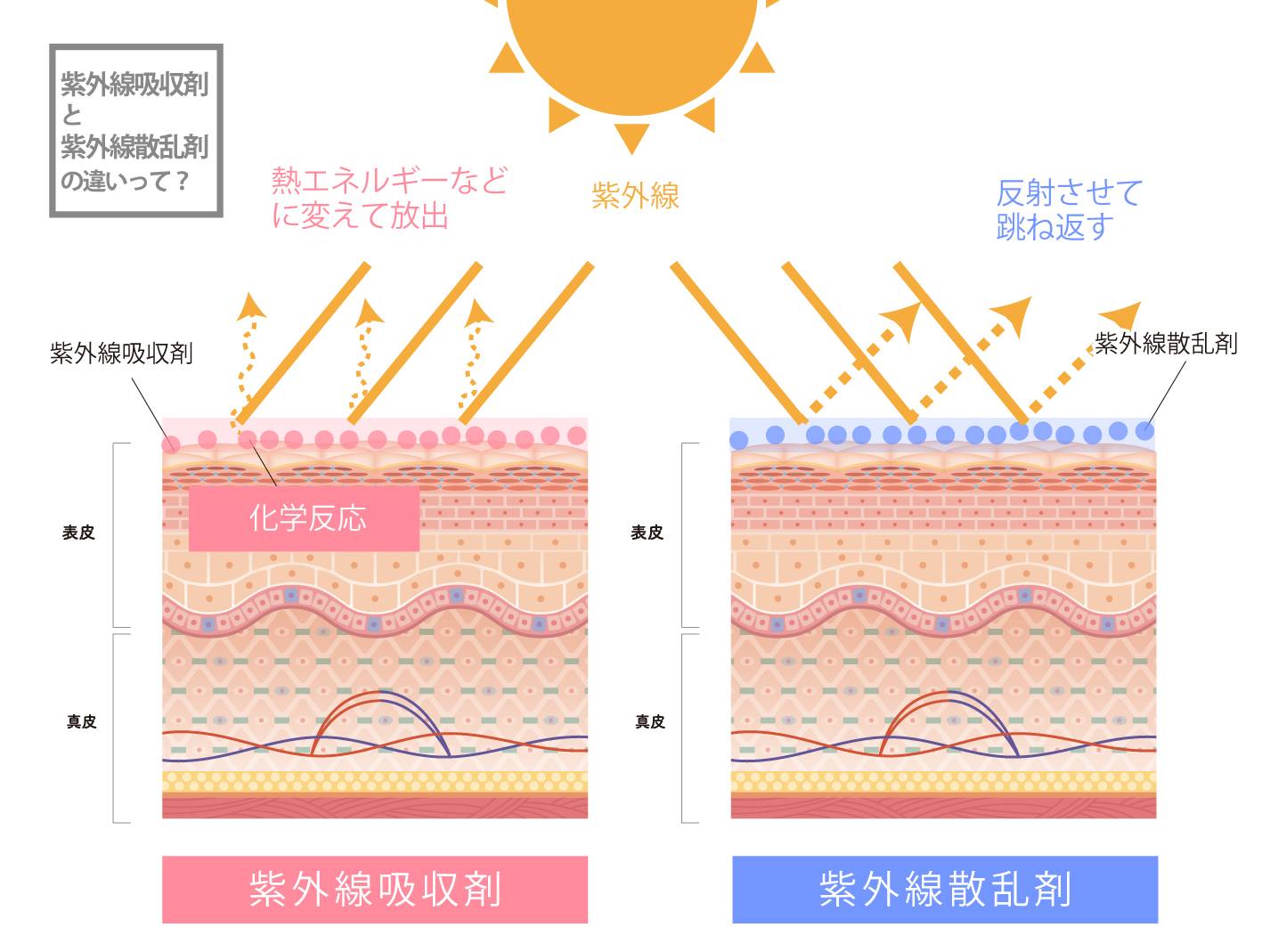 紫外線吸収剤と紫外線散乱剤の違い