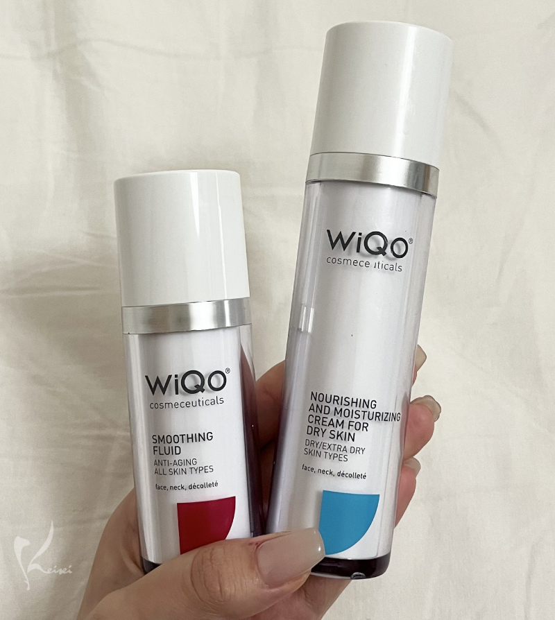 WiQoフェイスフルイド(美容液)とWiQo顔用保湿ナリシングクリームの写真