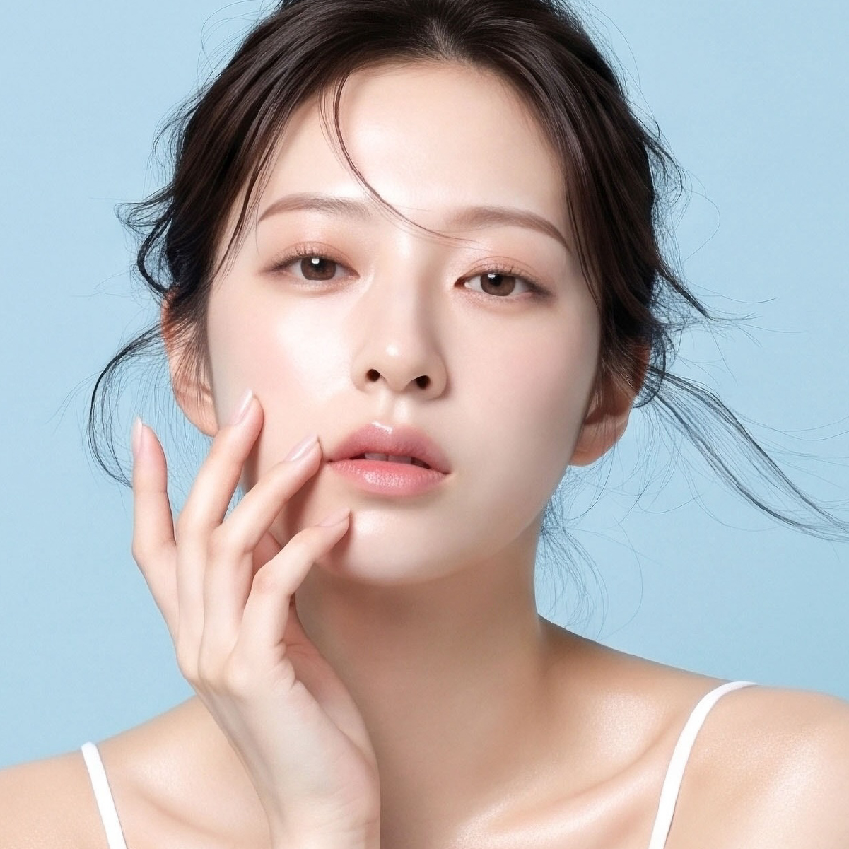 フェイスラインを確認する女性
